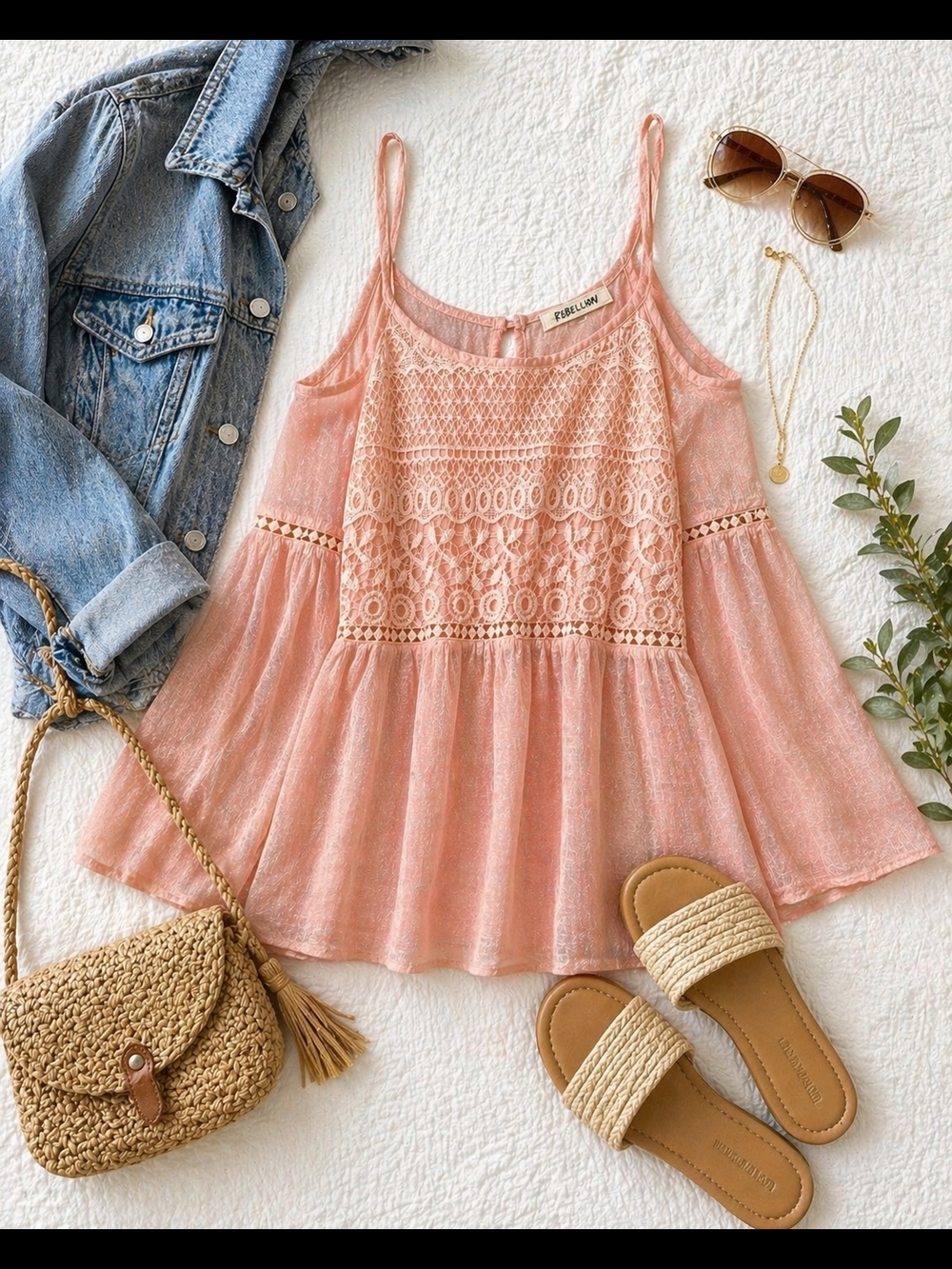 Rebellion Blush Lace Boho Cold Shoulder Top M